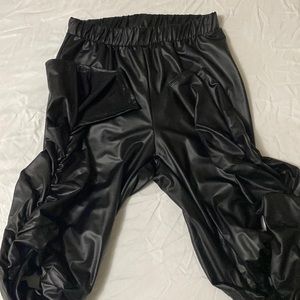 Leather pants with the splits at the bottom